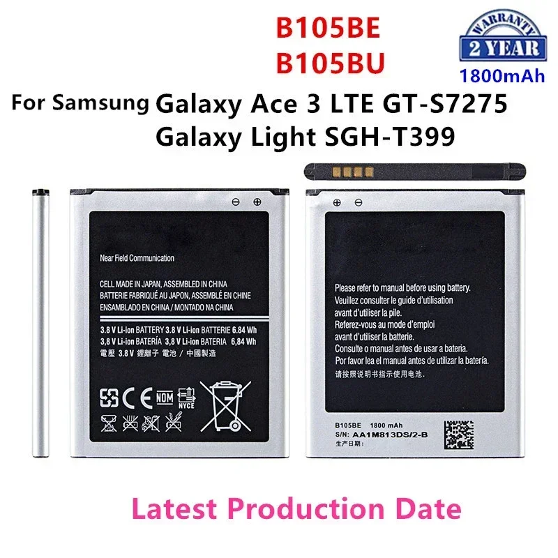 

Brand New B105BE B105BU Battery 1800mAh For Samsung Galaxy Ace 3 LTE GT-S7275 S7275B S7275T S7275R Galaxy Light T399