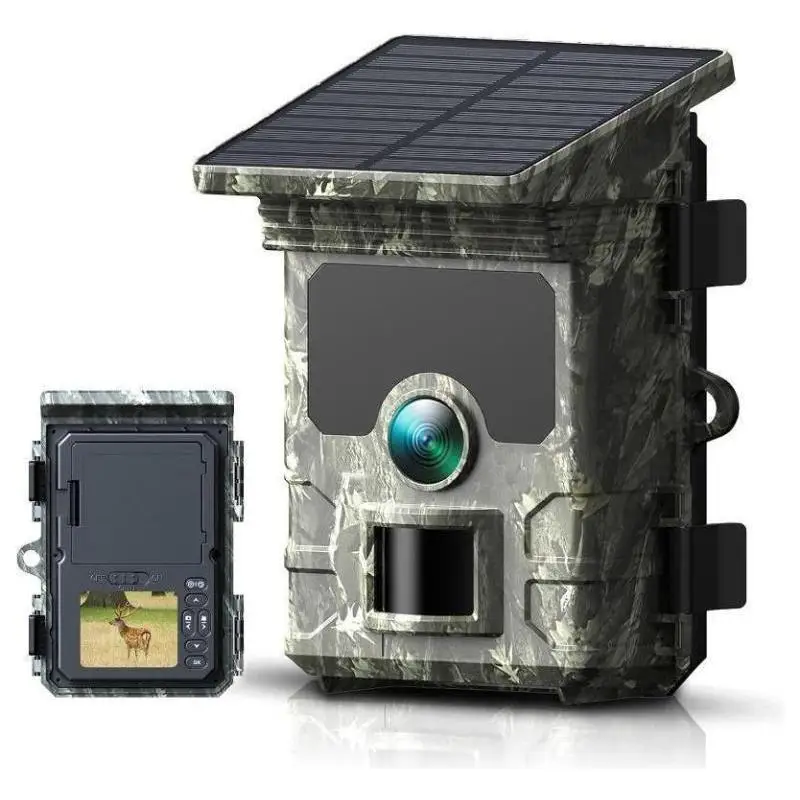 

Уличная водонепроницаемая охотничья камера с солнечной панелью 30MP 2K, инфракрасная камера ночного видения, мониторинг дикой природы, фотоловушка, камера слежения