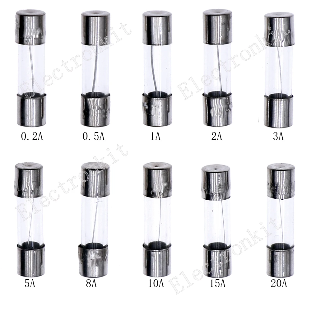100Pcs 5x20mm 12V - 250V Fast-blow Glass Fuse Assorted Kit 0.2A 0.5A 1A 2A 3A 5A 8A 10A 15A 20A Amp  Fuses Tube Mix Set - Image 4