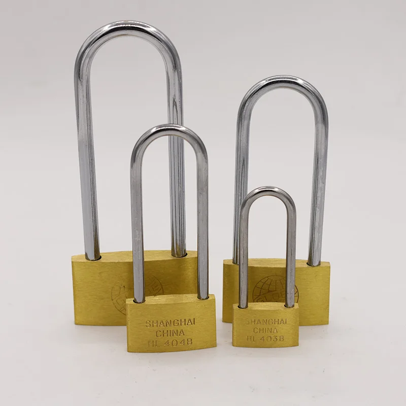 Weiyi Long Padlock Brass Lock Travel Luggage Suitcase Gate Lock Anti Rust Lock Core Include 3 Keys 30/40/50/60mm