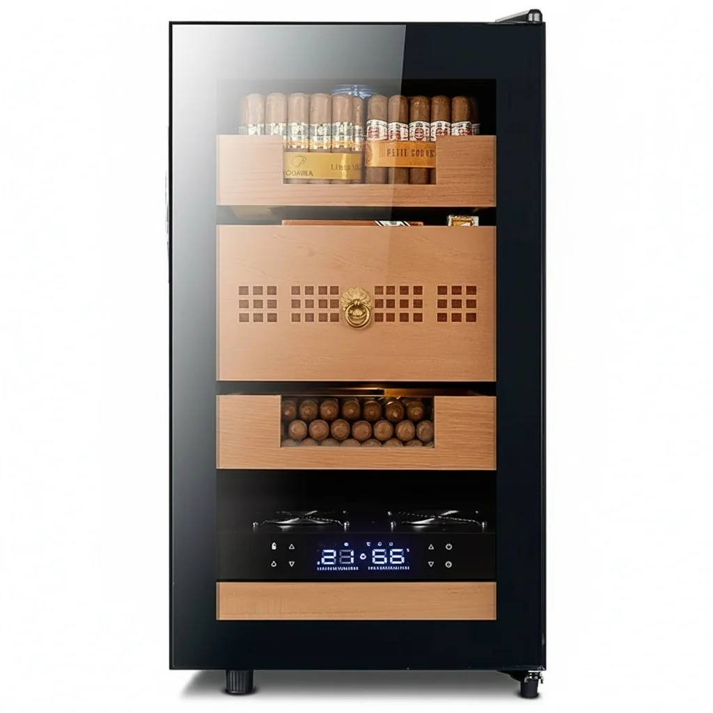 

Smart Automation Black Cigar Humidor Single Zone Electric Mini Cigar Humidors With Drawer