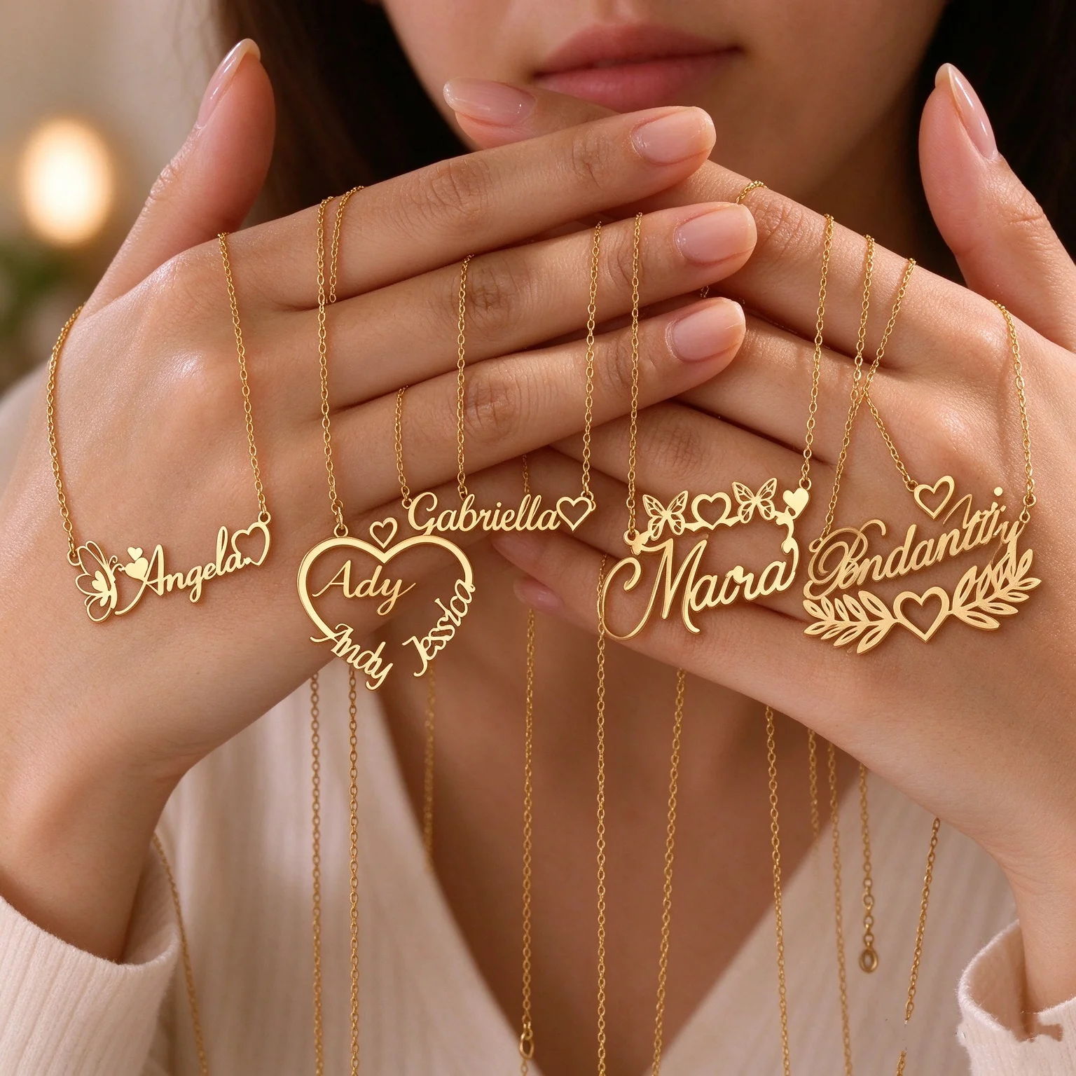 Custom Name Necklace for Women Personalised Multiple Heart  Pendant Stainless Steel Jewelry Chain Choker Collar Jewelry Gift
