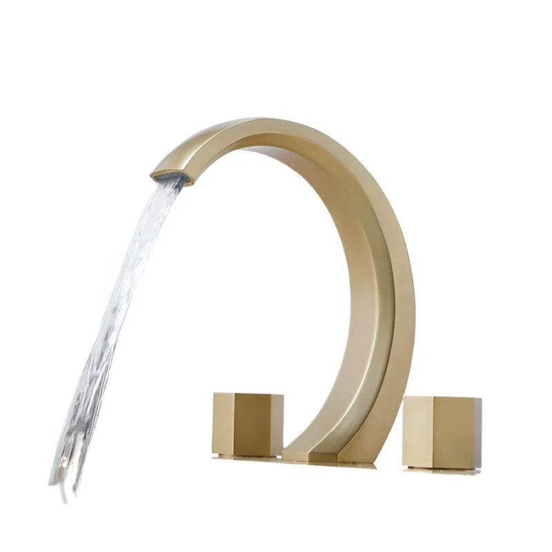 

All copper faucet Double open wash basin 3 hole bath basin faucet