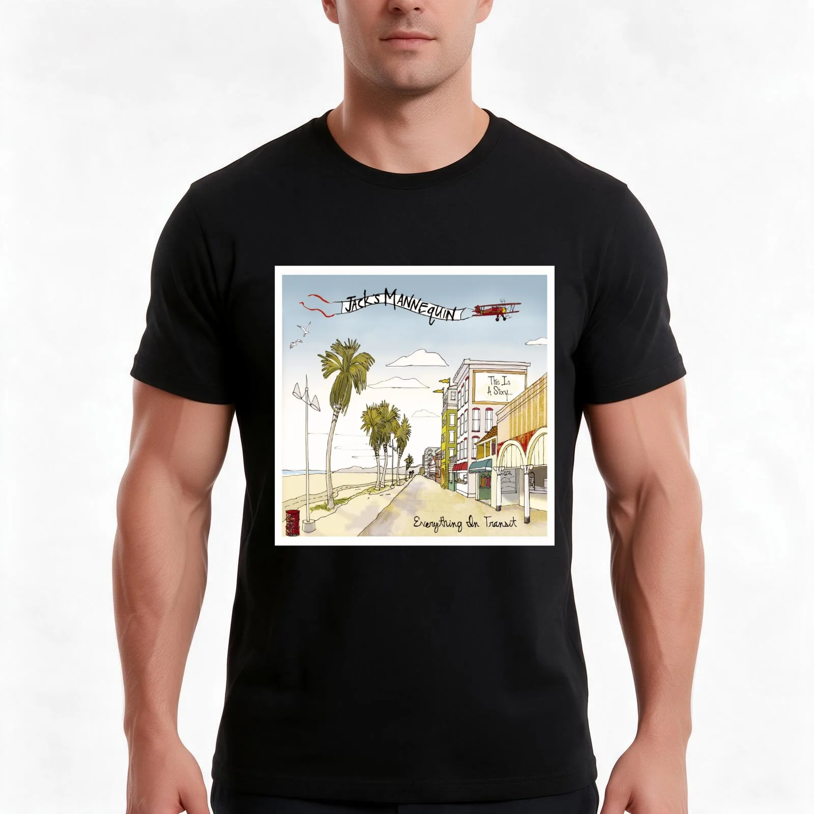 Jack's Mannequin - Everything in Transit T-Shirt, Summer Casual Cotton Tee, Oversized Streetwear Tops, Vintage Graphic Print