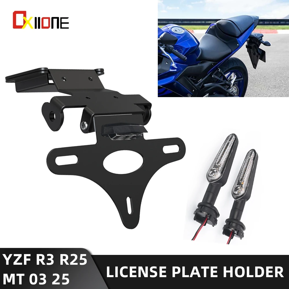 

License Plate Bracket Holder Tail Tidy LED Plate For Yamaha YZF R3 MT-25 MT25 2015- 2024 YZF R25 2014 -2024 MT-03 MT03 2016-2024