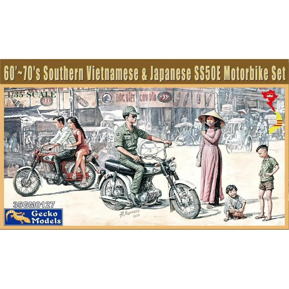 

Модели Gecko 35GM0127 Комплект мотоцикла 60'-70's Southern Vietnamese и SS50E — комплект масштабной модели