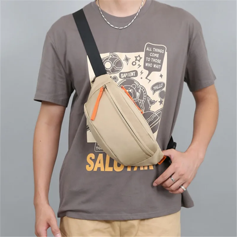 Bolsa de peito masculina, bolsa esportiva pequena tendência, bolsa crossbody de viagem casual, bolsa de cintura móvel unissex, bolsa de ombro de nylon para mulheres