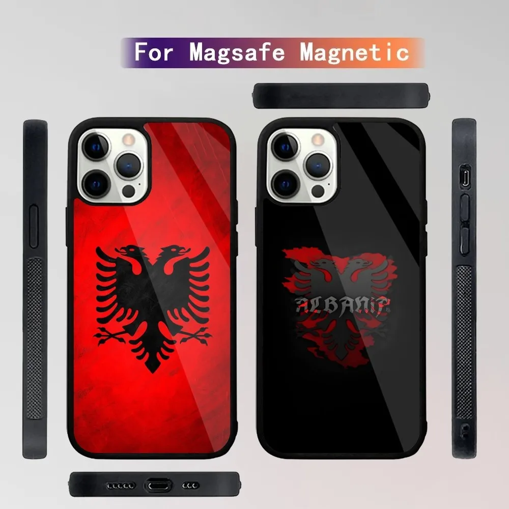 Albania Flag Phone Case For iPhone 16,15,14,13,12,11,Plus,Pro,Max Mini Magsafe Magnetic Wireless Charging