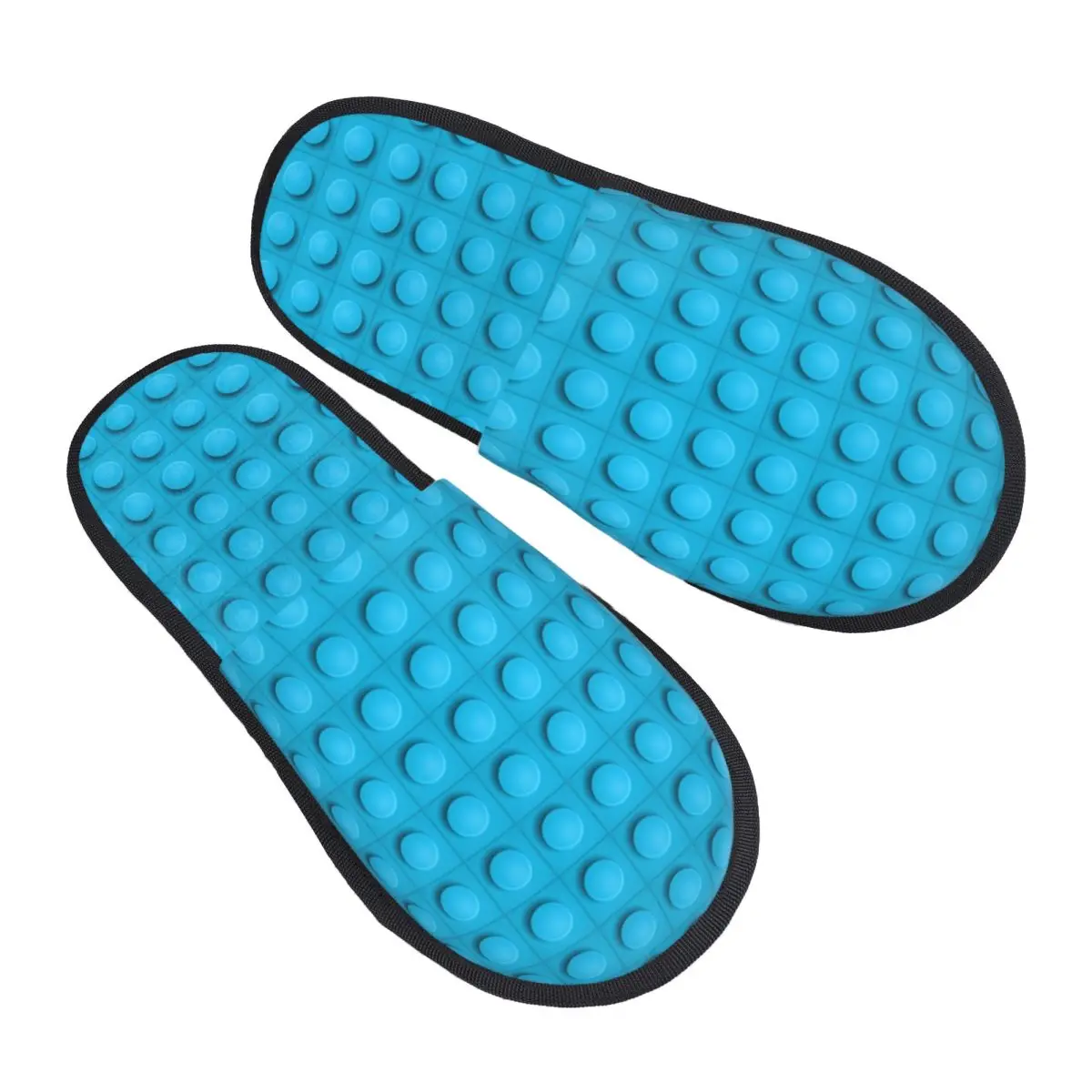 Custom Blue Building Blocks Pattern House Slippers Women Soft Memory Foam Shoes Cozy Warm Anti-Skid Slipper
