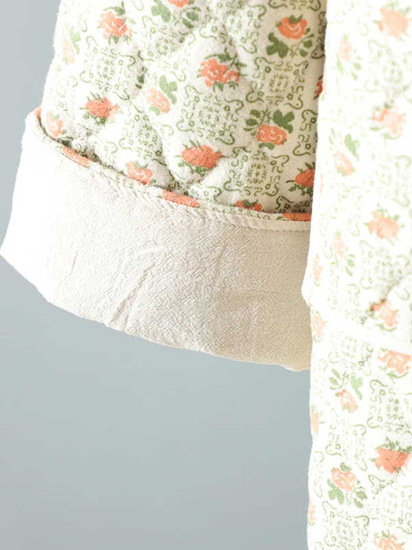 Macio floral impressão solta ajuste redondo ne feminino algodão jaet doce suave sle longo sve casacos térmicos para plus size