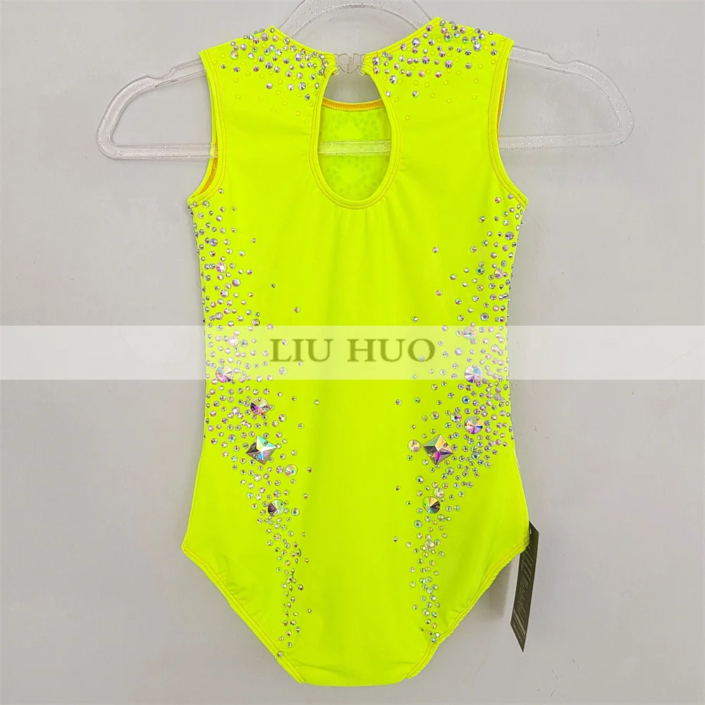 LIUHUO Anpassen Frauen Mädchen Kostüm Leistung Rhythmische Gymnastik Trikots Wettbewerb Eislaufen Kleid Grün Teen Modern