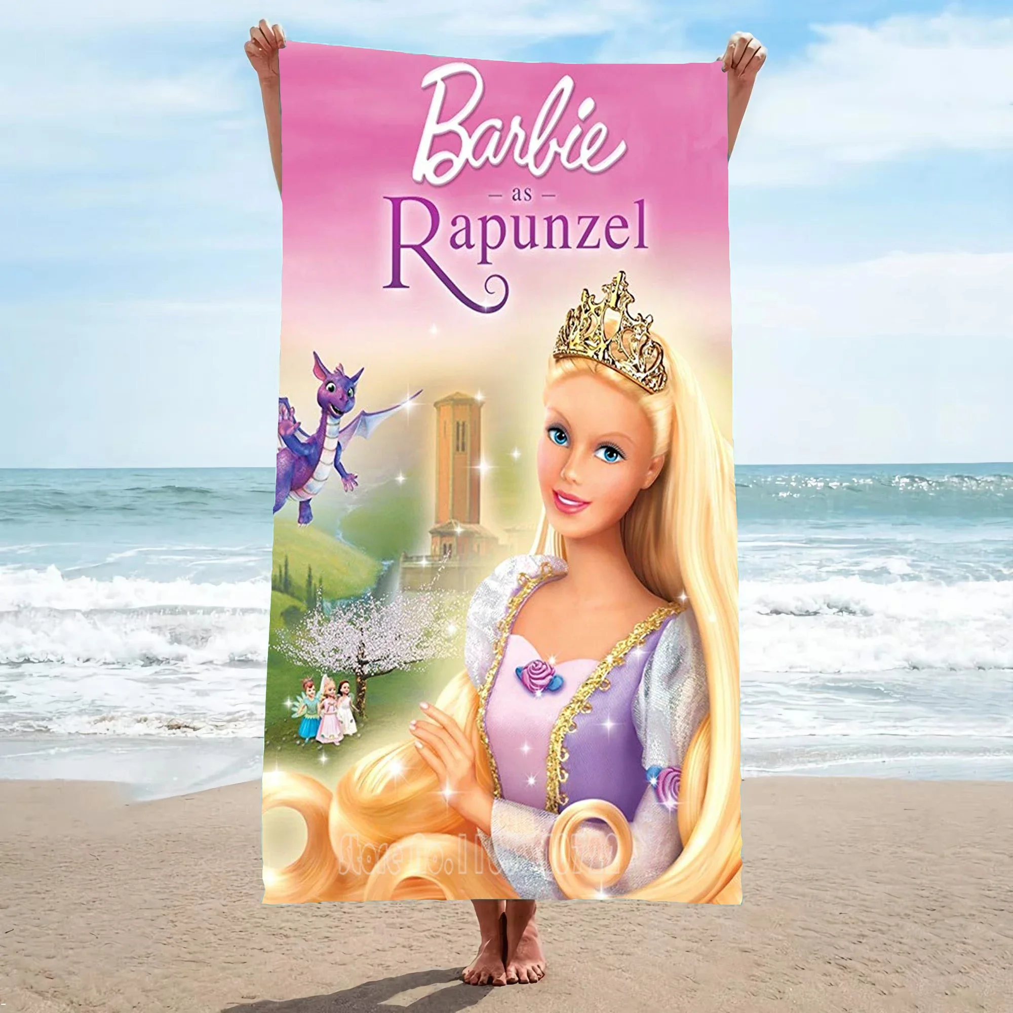 Princess Barbie Beach Towel Cartoon Cute Room Decor Bath Girls Ichildhood Children Hand Towels For Bathroom Deals Home Shower