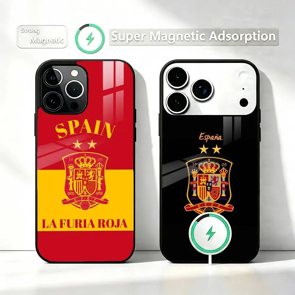 S-Spain Spanish Flag Art  Phone Case For iPhone17,16,15,14,13,12,11 Plus,Pro Allows magnetic wireless charging