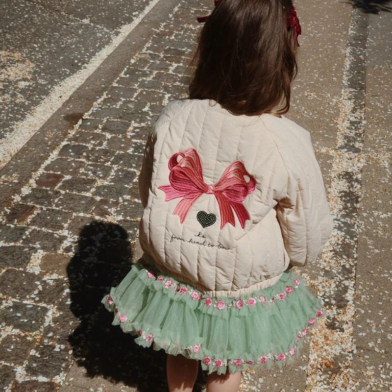 معطف أطفال مطرز KS ماركة 2025 خريف شتاء جديد رائع فتاة سترة سميكة معطف ملابس خارجية دافئة الأولاد صوف الضأن