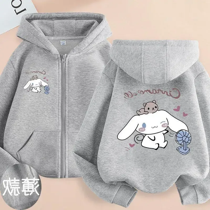 

Children Clothing Girls Sanrio Cinnamoroll Cardigan Zip Jacket Cardigan Cartoon Parenting Clothing Kids Zipper Hooded Sweater