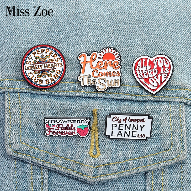Inspirational Lyrics Enamel Pins Custom ALL YOU NEED IS LOVE Brooches Lapel Badges Clothes Funny Jewelry Gift for Friends