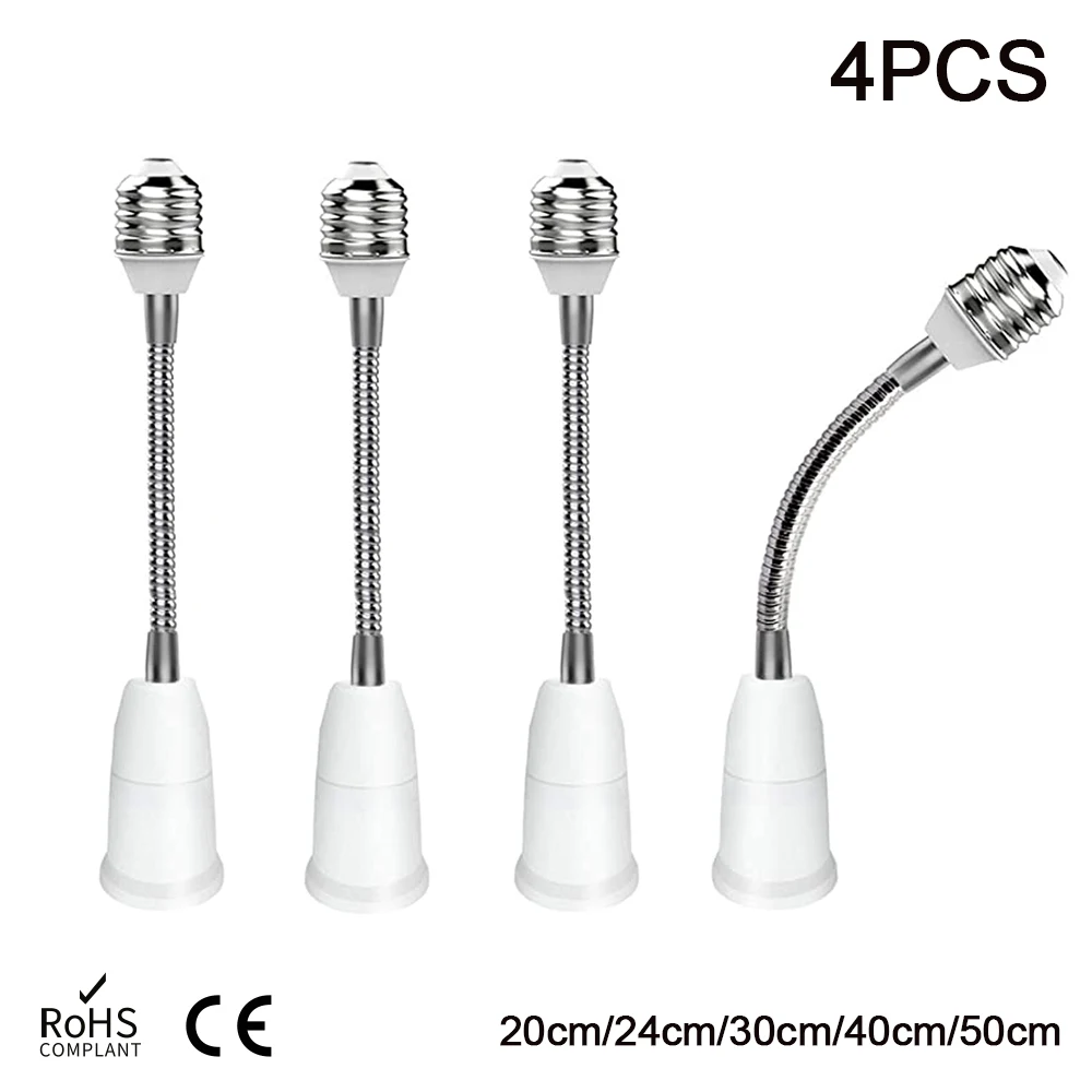 Universal 360℃ Elbow E27 to E27 Lengthened Lamp Holder Tube LED Light Bulb Base Lamp Head Socket 20cm 24cm 30cm 40cm 50cm 60cm