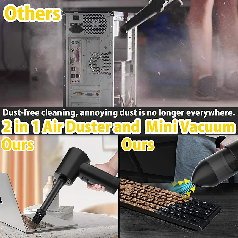 51000RPM Protable Air Duster for Computer Cleaning Cordless Compressed Air Blower with LED Light for PC computers Keyboard Clean