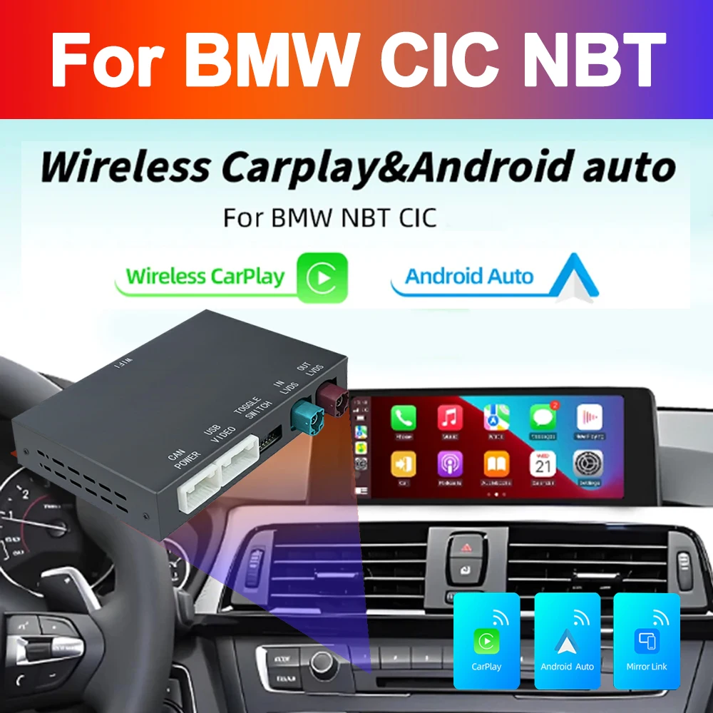 Wireless Carplay Android Decoder for BMW CIC System NBT ID4 System Support Android Auto Mirror Link Multimedia Play