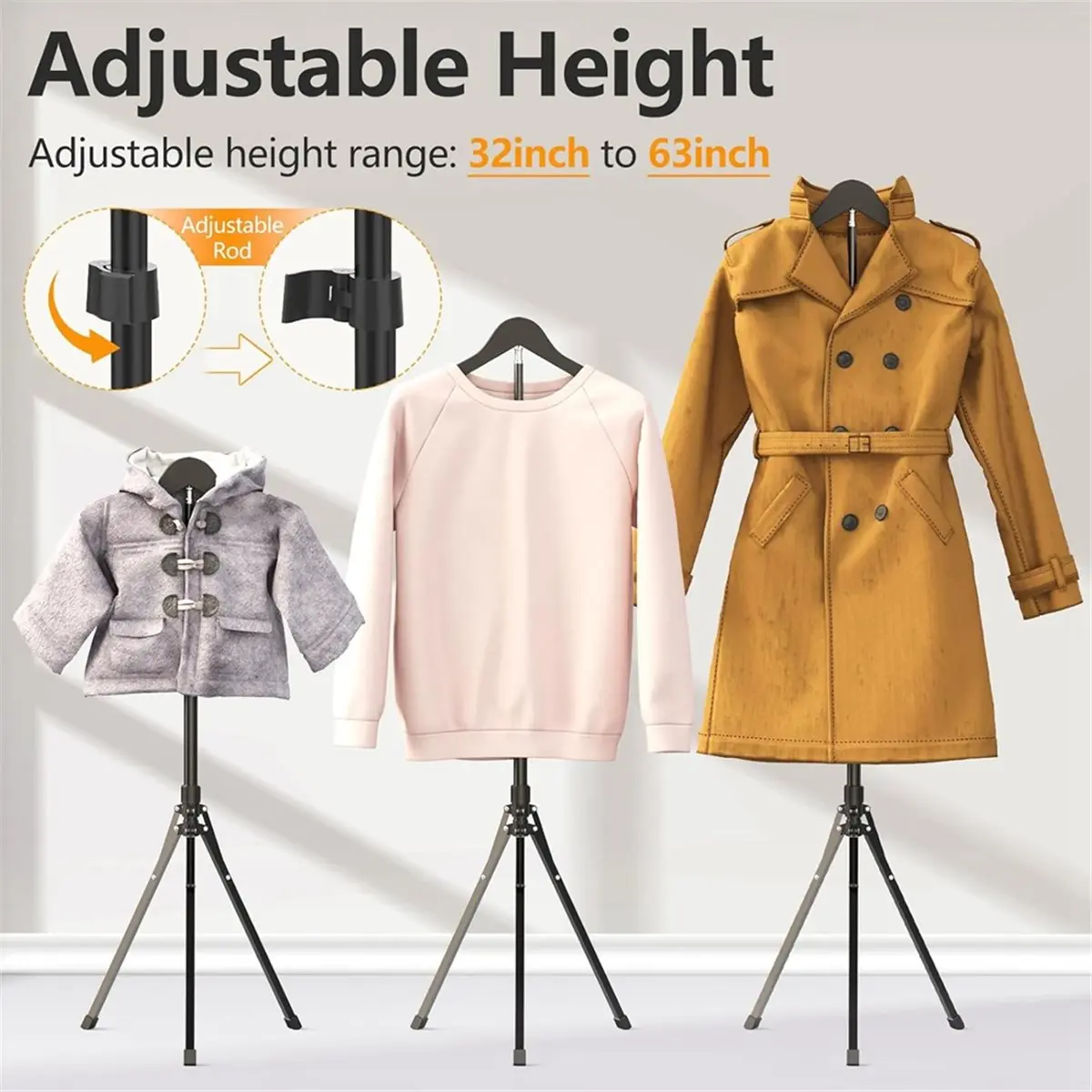 newA10R Adjustable Shirt Display Stand 32-63 Inch, Foldable Clothing Display Stand Mannequin Torso for Retail Vendors