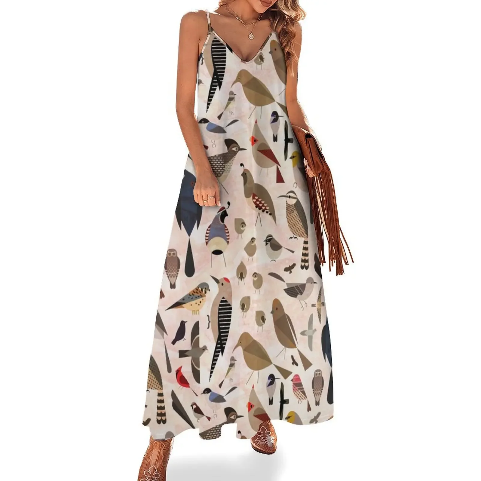 Sonoran Birds Sleeveless Dress elegant chic women dresses promotion party dresses woman