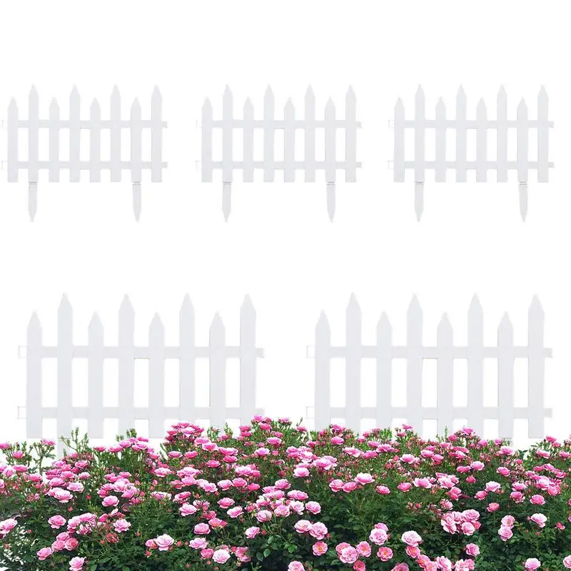 

Garden Picket Fence 5pcs Garden Fencing Border Garden Yard Border Edging Panels Posts For Vegetable Flower Plants Pool Fences