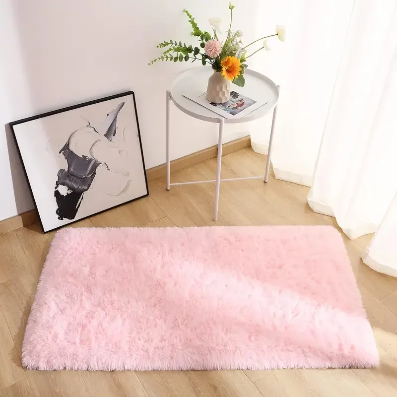 VIKAMA Children\'S Room Mat Home Decor Living Room Mat Tie-Dye Gradient Silk Wool Carpet Entry By Mat Plush Soft Fluffy