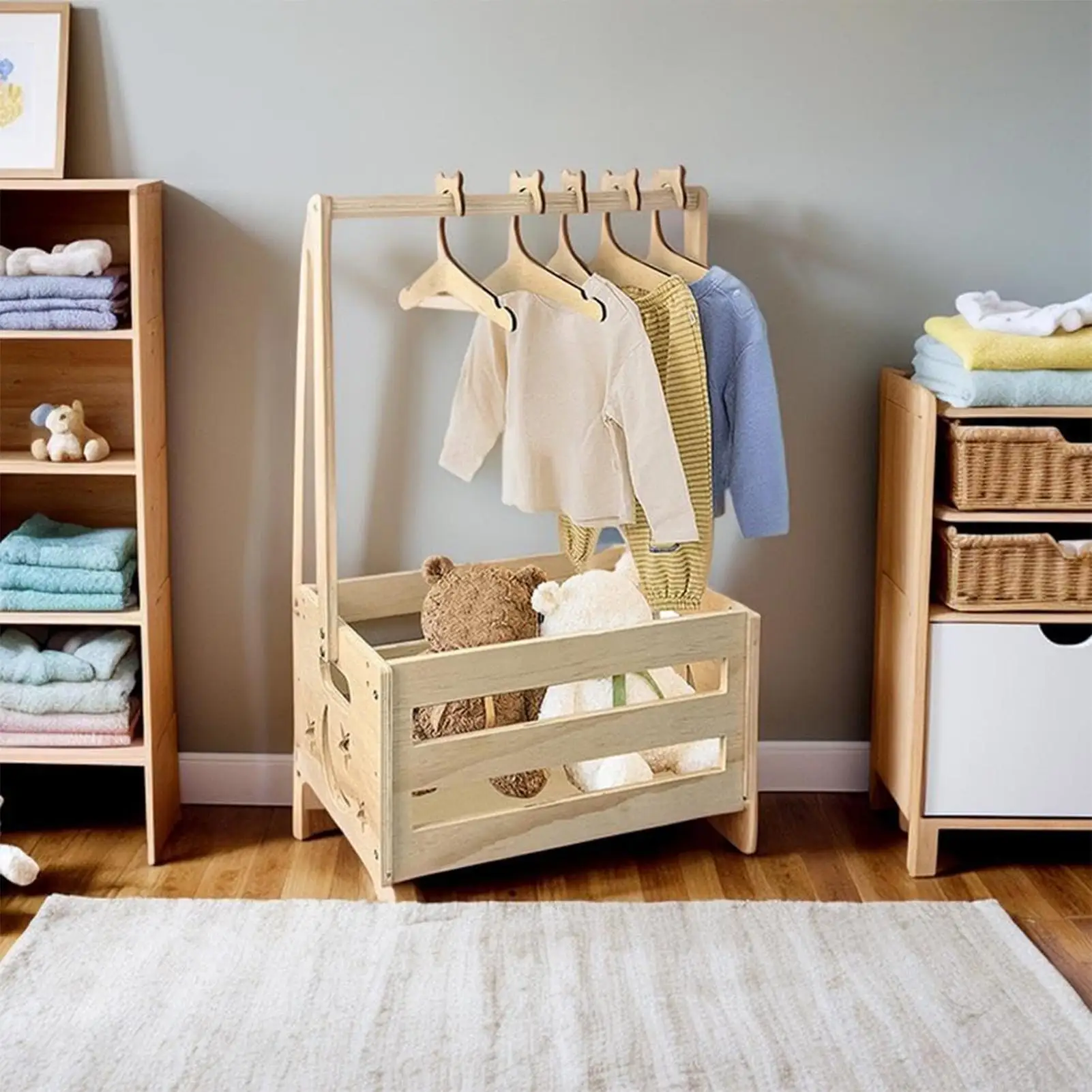 Infant Closet Crate Storage Hamper Organizer Hanger Rack Infant Basket for Gender Reveal Birthday Party Celebration Event Family
