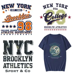 New York Brooklyn Iron On Transfer Patch Thermal Transfer Diy Accessory Vinyl Stickers Arts Crafts Ironing Clothes Stickers