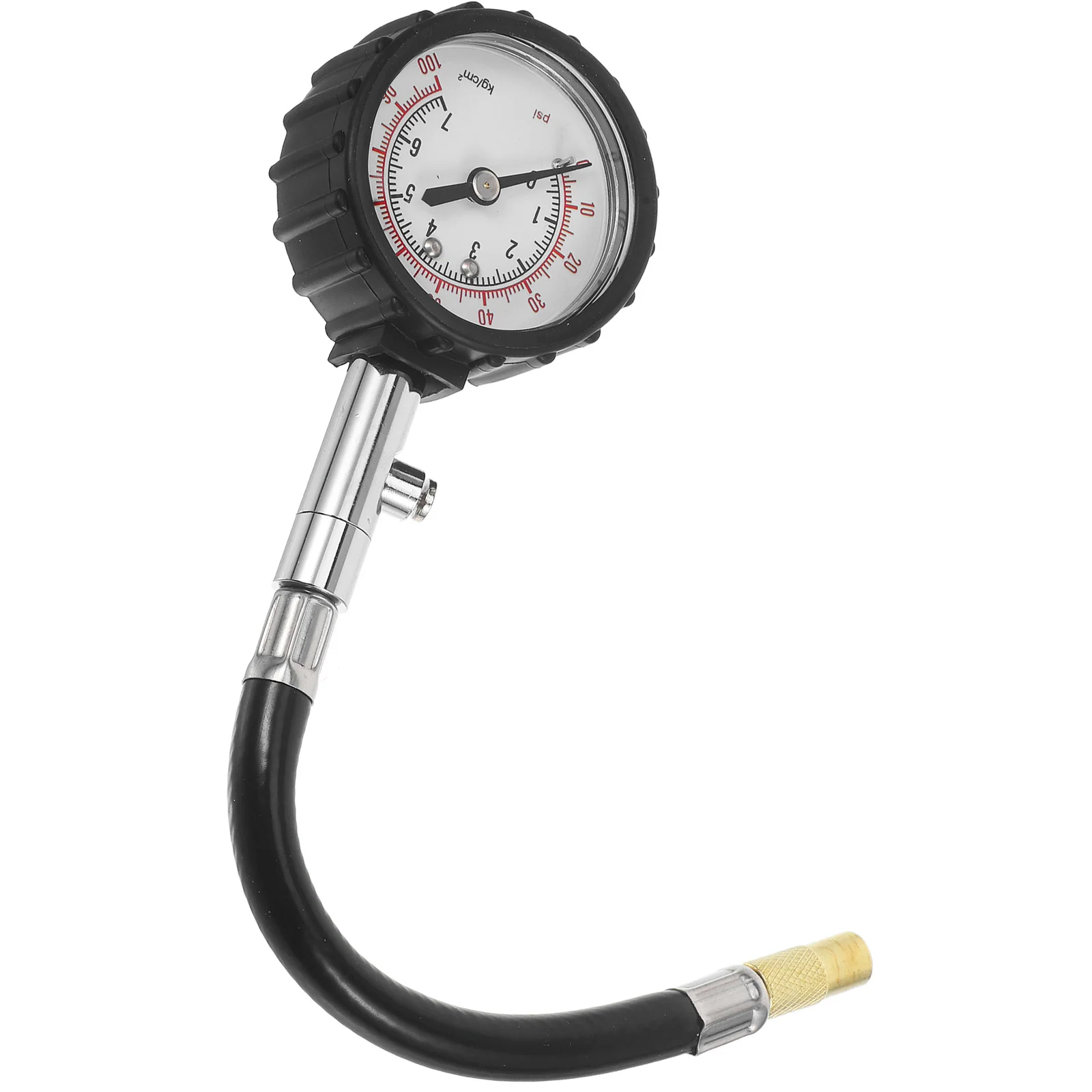

Tire Pressure Gauge Black 7Cm Dial 25Cm Hose 0-100 Psi Metal Rubber Construction Car Tire Gauge For Cars Trucks