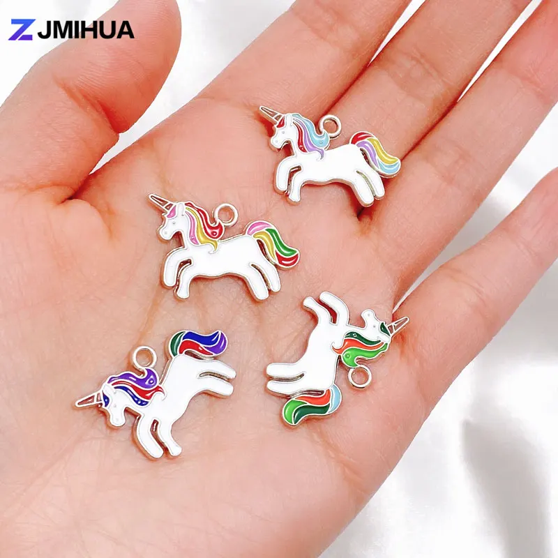 10pcs/lot Lucky Unicorn Charms Enamel Christmas Pendant For DIY Handmade Earrings Bracelets Necklaces Jewelry Making Accessories