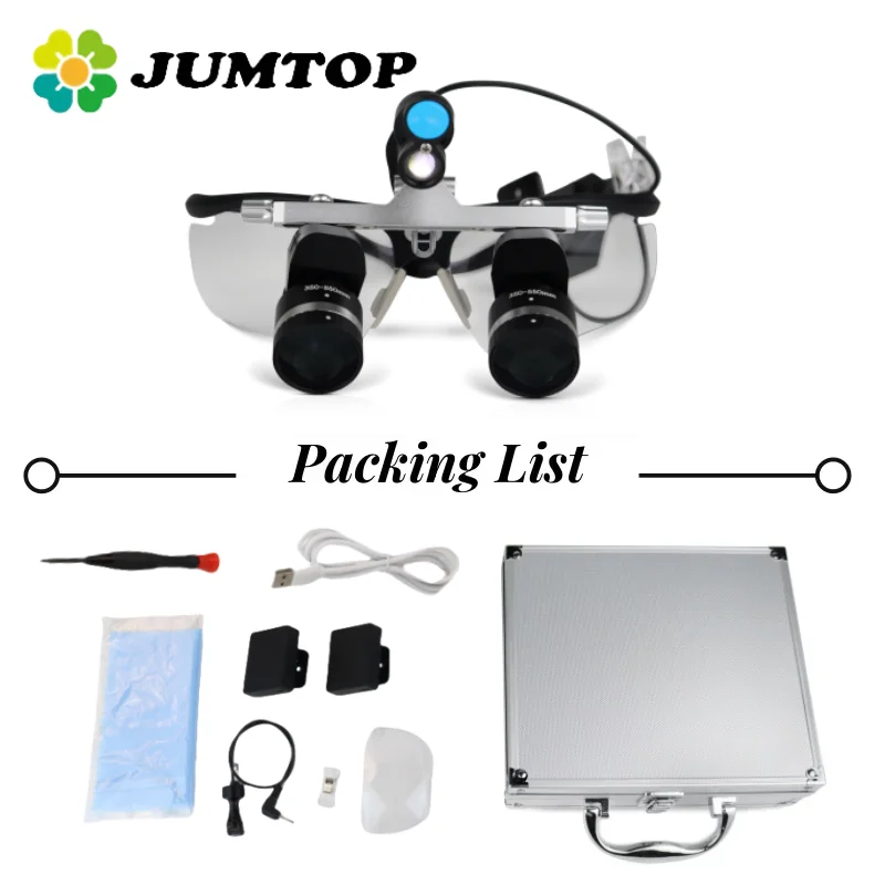 Wireless Dental Loupes Binocular Medical Magnifier, 3.5X-5.5X Pupil Distance Adjustable, 350-550mm Working Distance