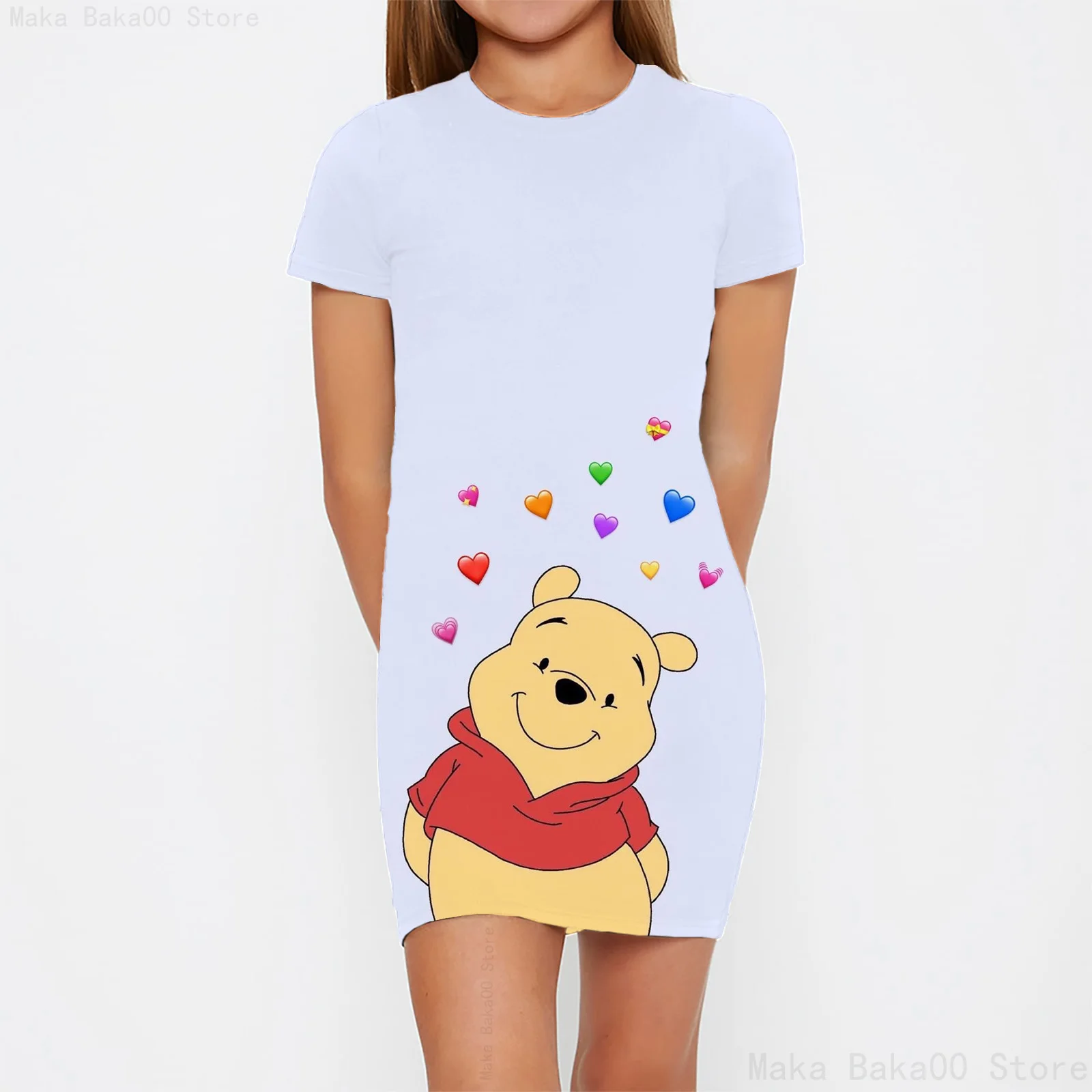 New summer teenager role play dress dress 2024 girls tight round neck dress Disney Bear sweet princess dress image 2