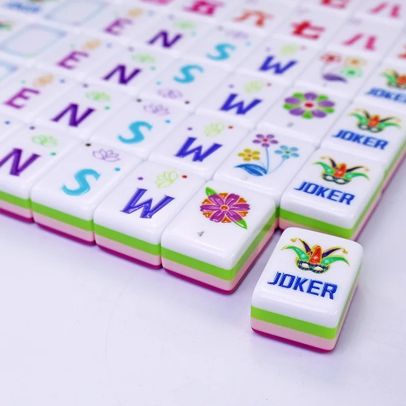 Rose red solid color 4 layers acrylic engraving material American mahjong high-grade crystal mahjong 160 pieces 32mm