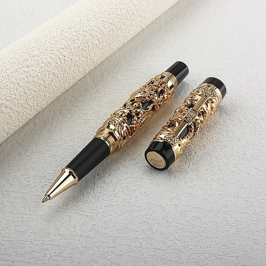 

Jinhao Vintage Metal Carving Dragon Phoenix Heavy Scraw Cap Rollerball Pen(black Ink)
