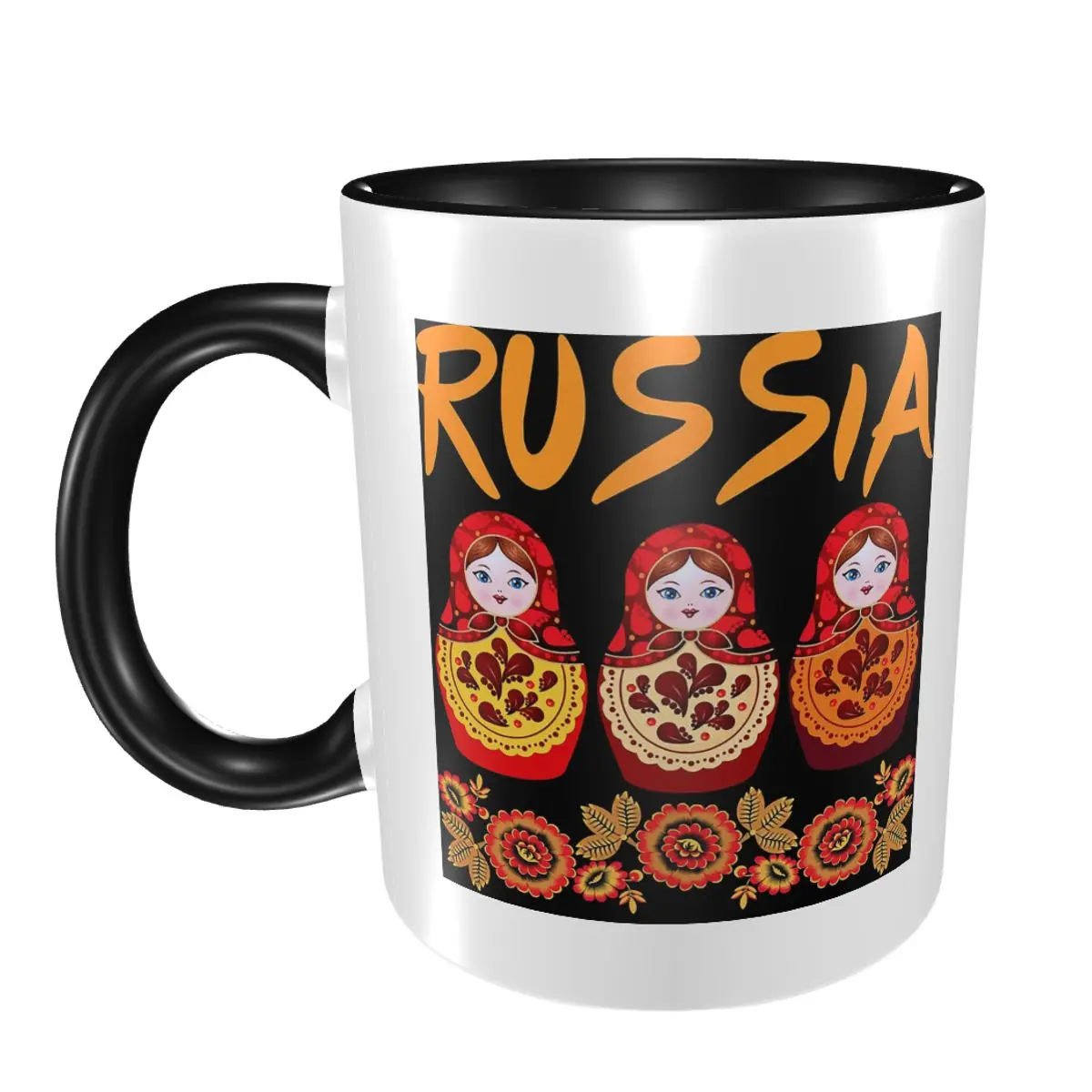 Russian Matryoshka Folk Art Babushka Dall Mug Funny Ceramic Coffee Cups Tea Mugs Milk Cup Drinkware Gift for Friends