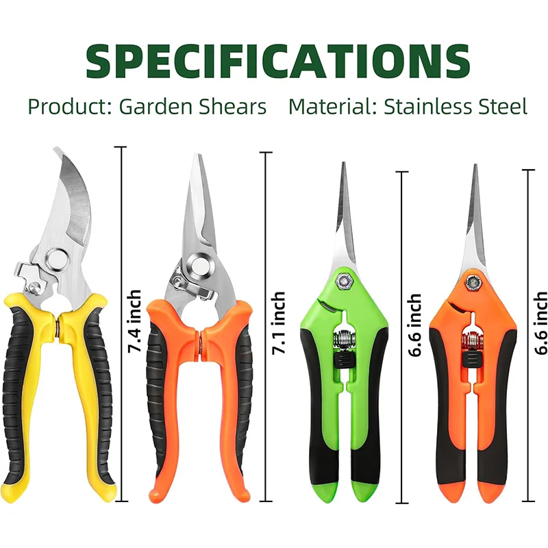 4PCS Garten Beschneiden Schere Edelstahl Garten Schere Gartenschere Schere Clippers Beschneiden Snips Für Gartengeräte