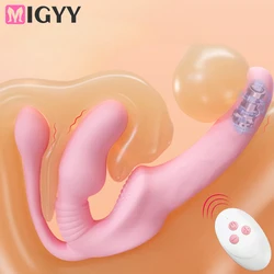 G Spot Dildo Vibrator Strapless Strap-on Anal Plug For Couples Lesbian Wireless Remote Control Three-Heads Vibrator Sex Toys