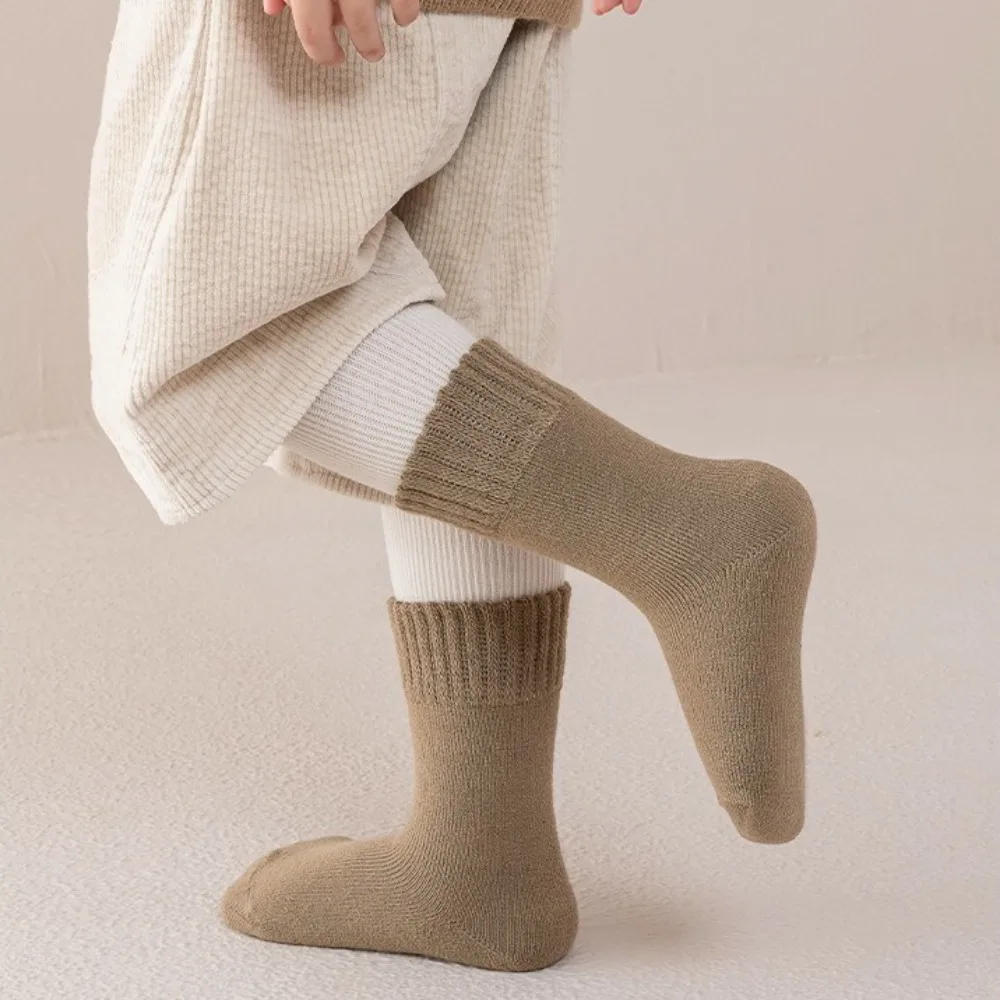 3 pairs New Children's Wool Socks Warm Against Cold Thermal Terry Socks Super Thicker Solid Color Winter Socks for Toddlers