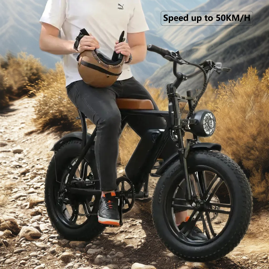 New 20-Inch Electric Fat Bikes V8 Electric Bicycle With Integrated 48V Lithium Battery Rear Hub Motor