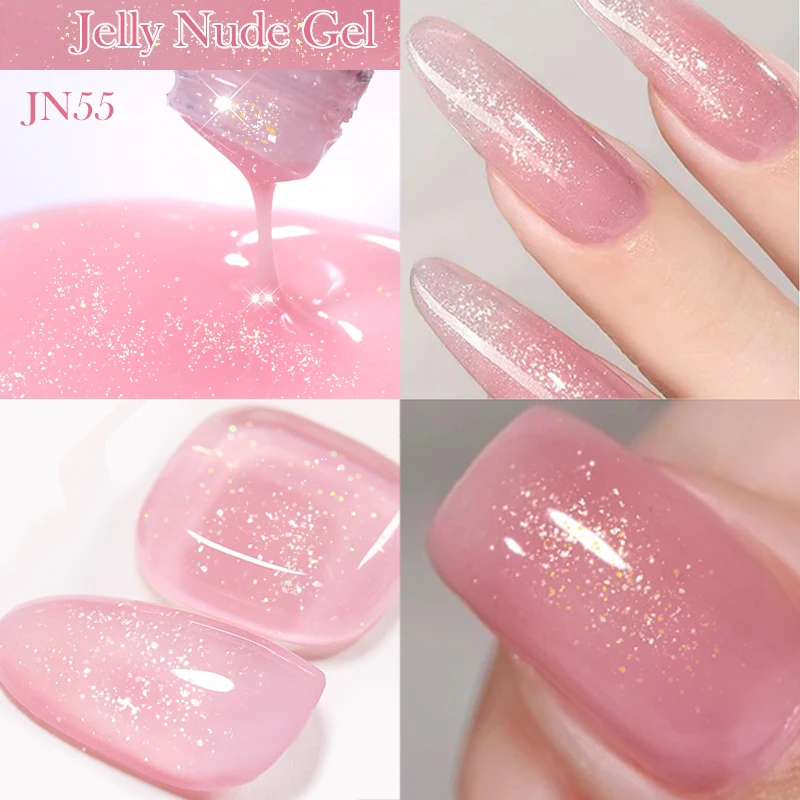 BORN PRETTY 10ml Glitter Pink Nude Jelly Nail Gel Polish Varnis Semi-permanent Sheer Translucent UV LED Soak Off Gel Polish