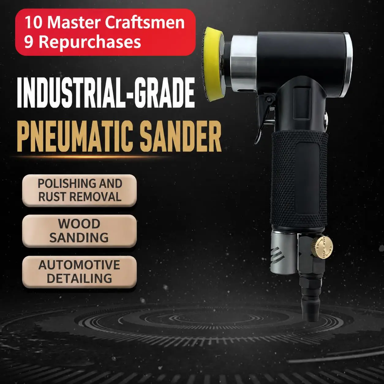 Pneumatic sandpaper machine polishing machine eccentric concentric small 2 3-inch pneumatic grinding machine car waxing machine,