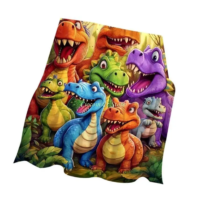 X90F Flannel Dinosaur Blanket Soft Throw For Sensitive Skin Children Travel Nursery