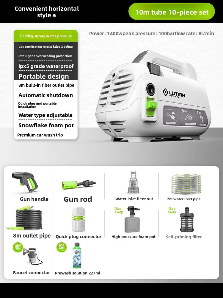 

Мощная мойка высокого давления LUTIAN 1400 Вт, портативная электрическая чистящая машина 220 В, ручной водоструйный аппарат для мытья автомобилей и дома