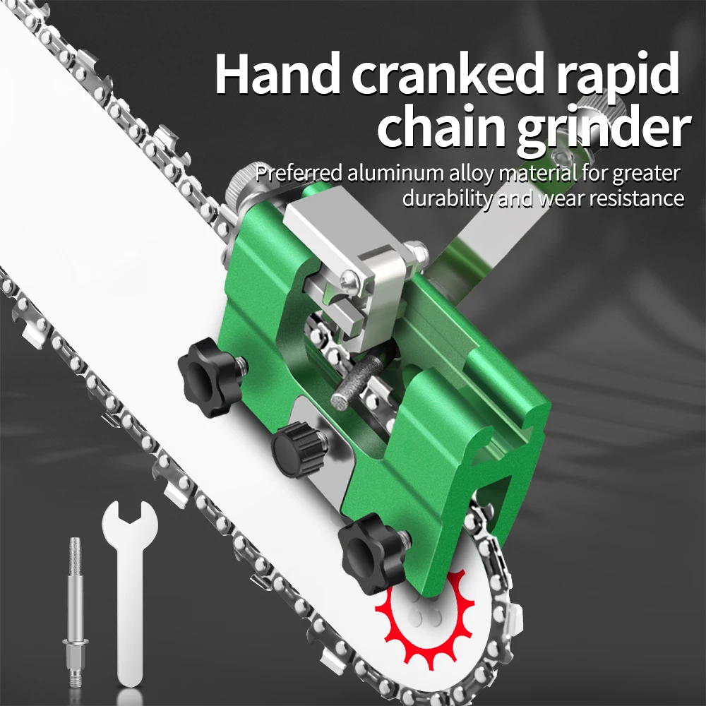 Hand cranked chain grinder, portable electric chain saw, chainsaw, chain grinding tool, hand cranked blade grinder