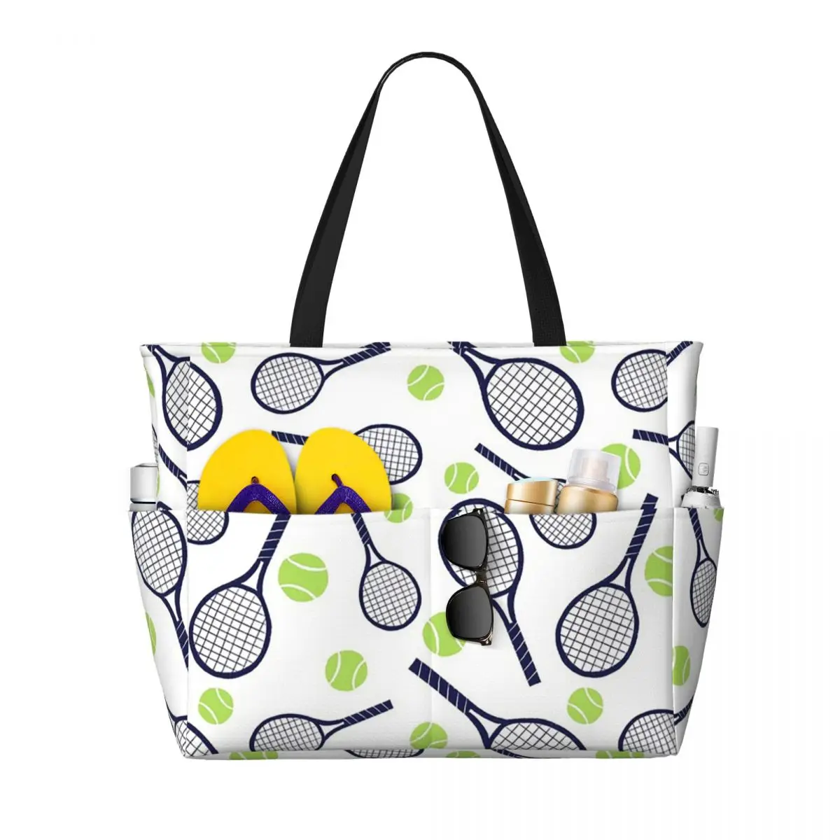 Tennis Racket And Ball Beach Tote Bag Sport Gym Yoga Duffle Large Tote Bag Women Travel Bag Fitness bag