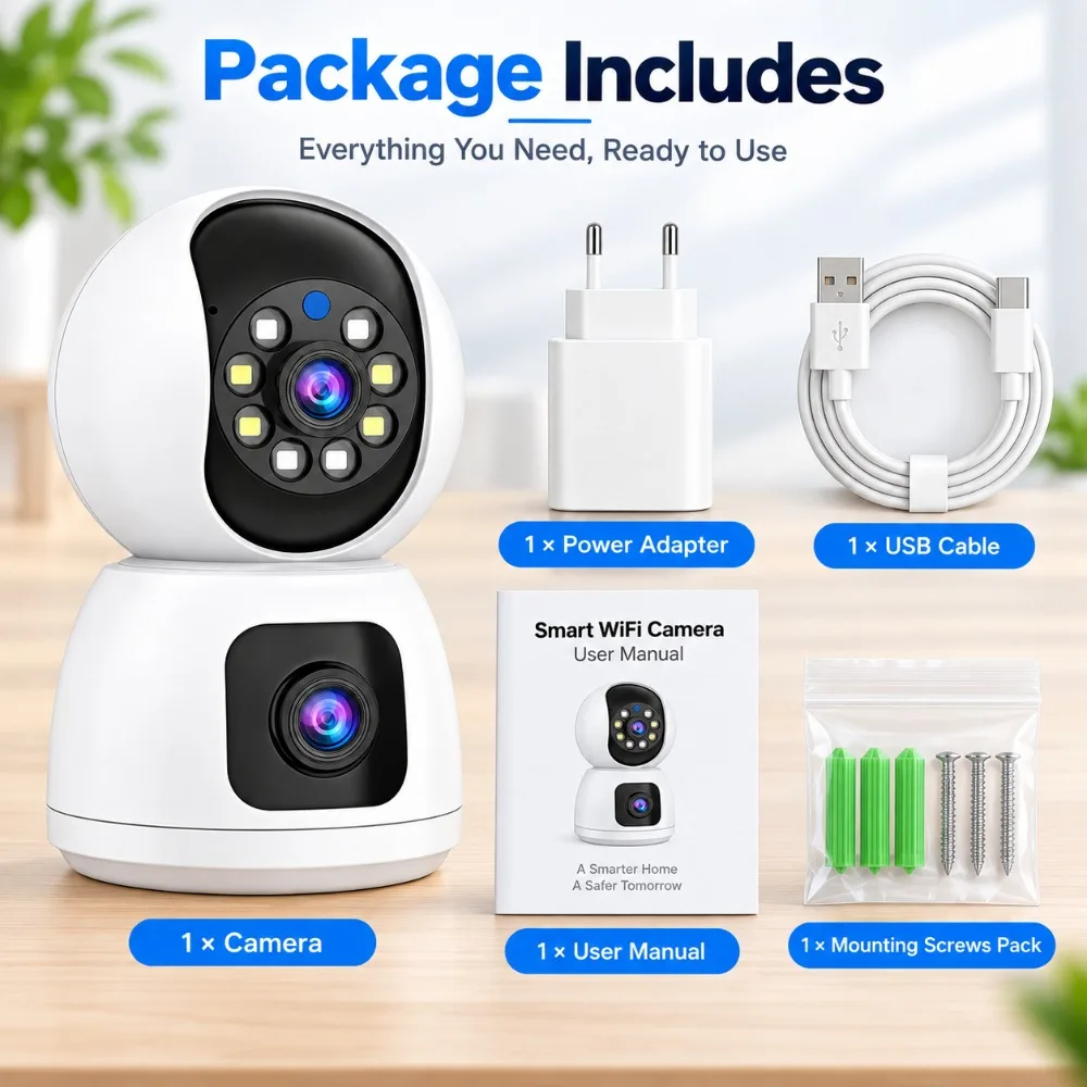 6MP Tuya WiFi Camera Dual Band 4K HD PTZ Dual Screen Dual Lens Indoor Camera Auto Tracking Security Surveillance Cameras IP CCTV