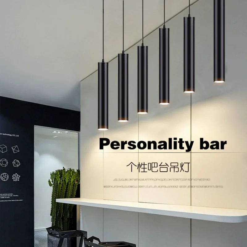 

LED Chandelier Tube Pendant Light With Hanging Lamp Length Restaurant Living Room Cylinder Chandelier AC8-260V 5W 15W