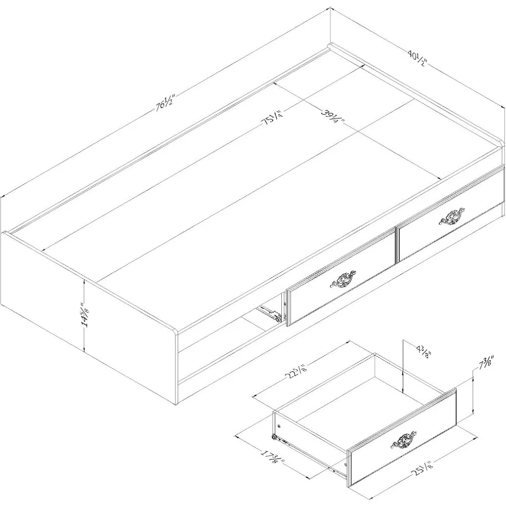 South Shore Ulysses Twin Mates Lit Fall Chêne