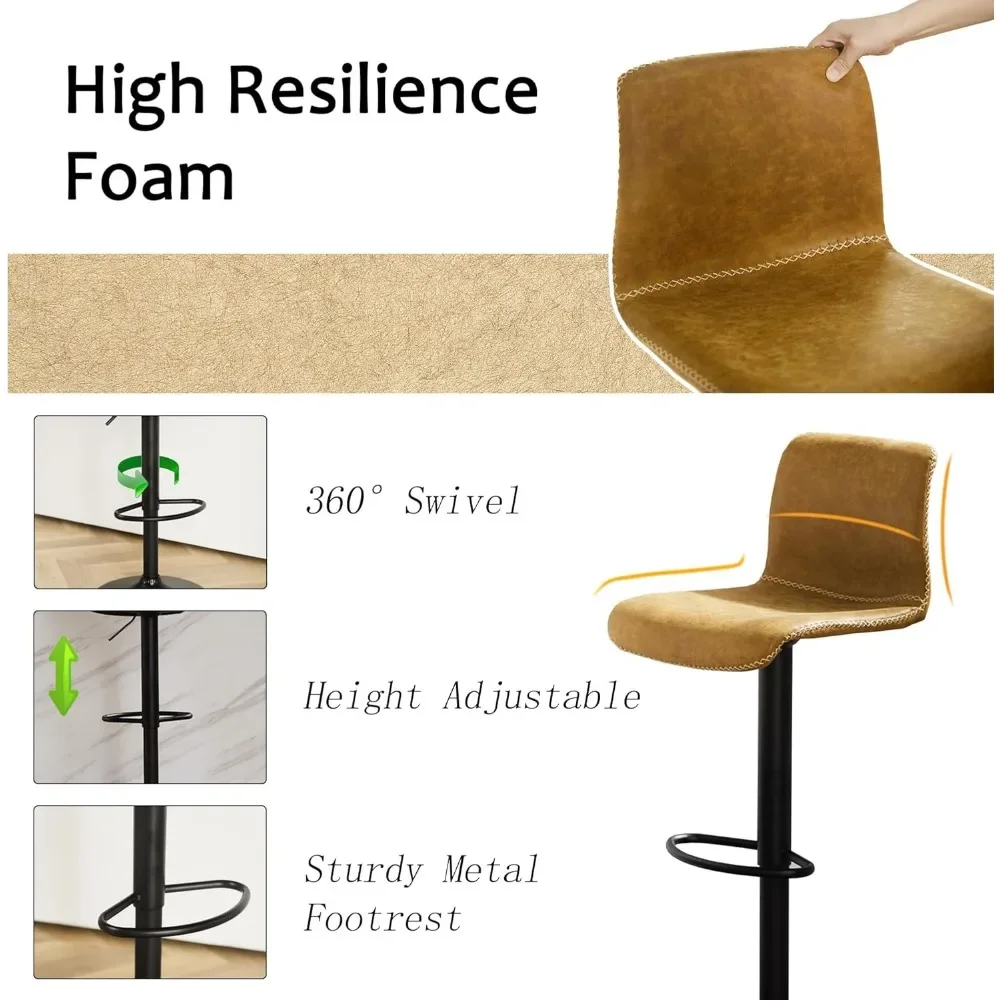 Ensemble de 4 tabourets en similicuir, pour bar à percussion, avec dos, piste réglable de 24 à 32 pouces